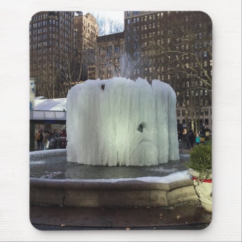 Frozen Ice Fountain Bryant Park New York City NYC Mouse Pad