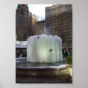 Frozen Ice Fountain Bryant Park New York City NYC Poster