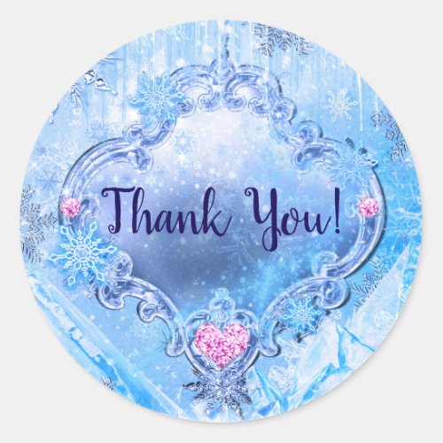 Frozen Ice  Snowflakes Winter Wonderland Party Classic Round Sticker