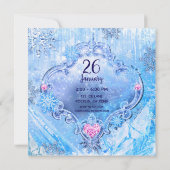 Frozen Ice & Snowflakes Winter Wonderland Party Invitation (Back)