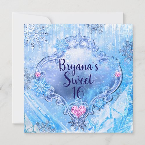 Frozen Ice  Snowflakes Winter Wonderland Party Invitation