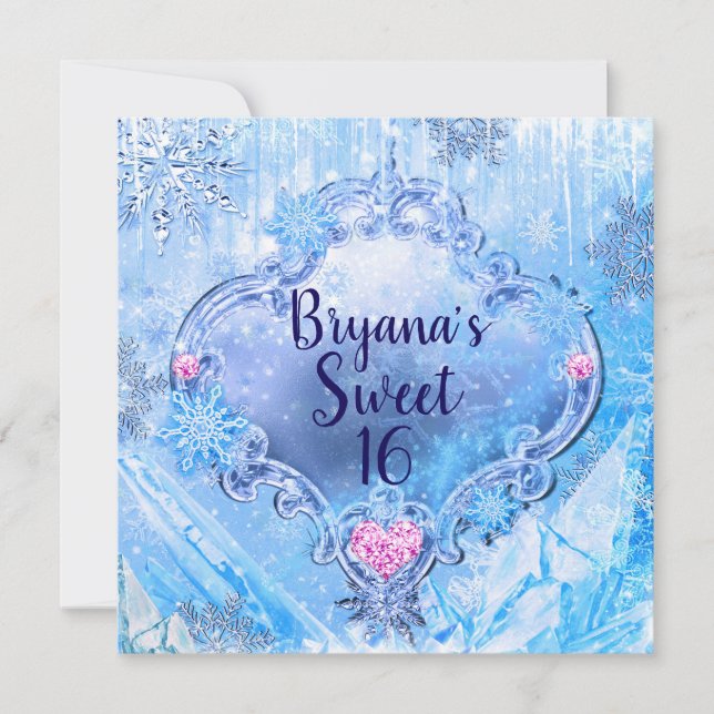 Frozen Ice & Snowflakes Winter Wonderland Party Invitation (Front)