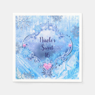 Frozen Ice & Snowflakes Winter Wonderland Party Paper Napkins