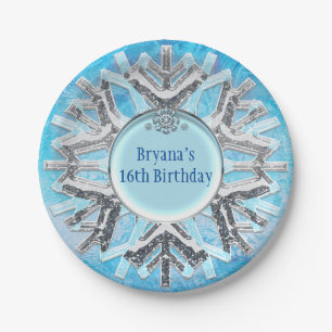 Frozen Ice Winter Wonderland Big Snowflake Party Paper Plates