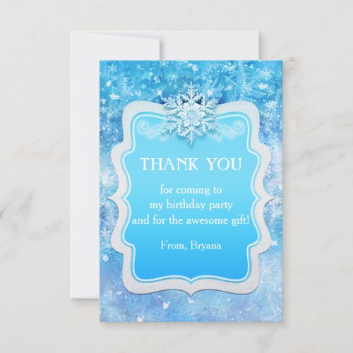 Frozen Ice Winter Wonderland Party Thank You Card