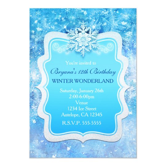frozen ice winter wonderland snowflake invitations zazzle com
