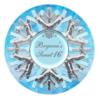 Frozen Ice Winter Wonderland Sweet 16 Invitations