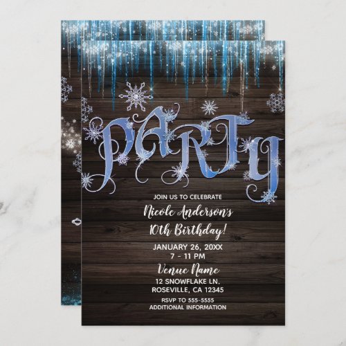 Frozen Icicles Winter Wonderland Birthday PARTY Invitation