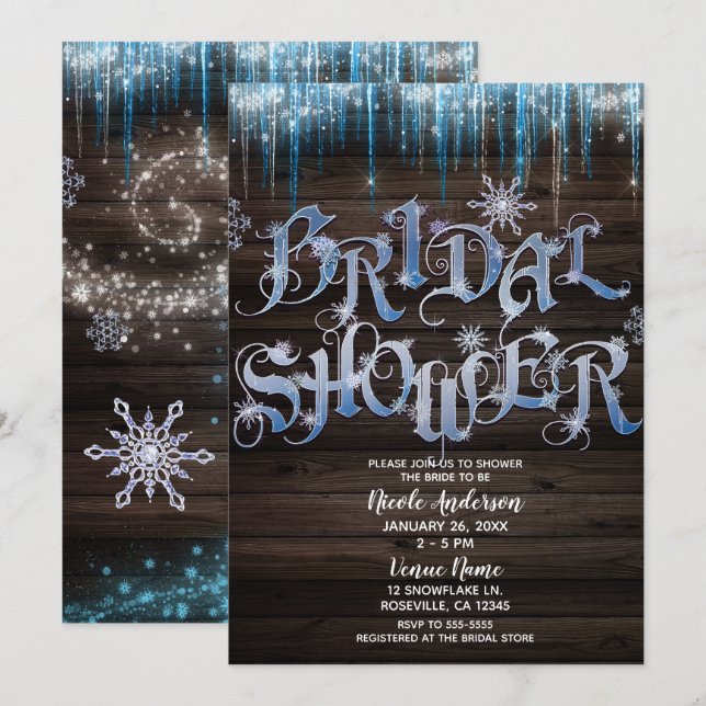 Frozen Icicles Winter Wonderland Bridal Shower Invitation (Front/Back)