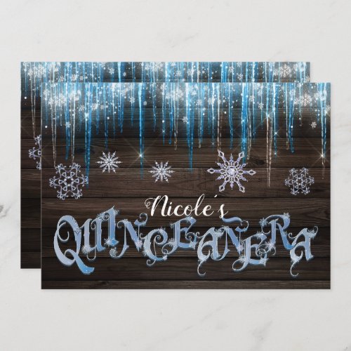 Frozen Icicles Winter Wonderland Quinceaera Party Invitation