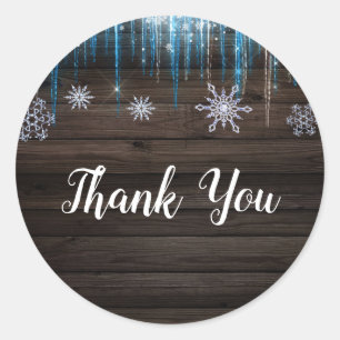 Frozen Icicles Winter Wonderland Wood Party Favor Classic Round Sticker
