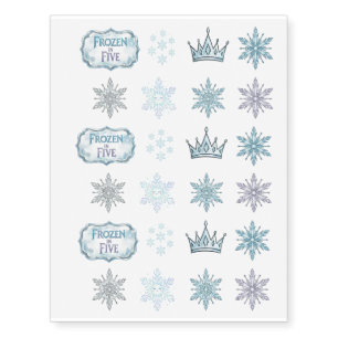 Frozen in Five Snowflake Birthday Temporary Tattoos