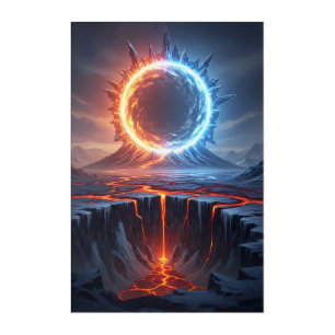 Frozen Inferno Gate – The Clash of Fire and Ice Acrylic Print