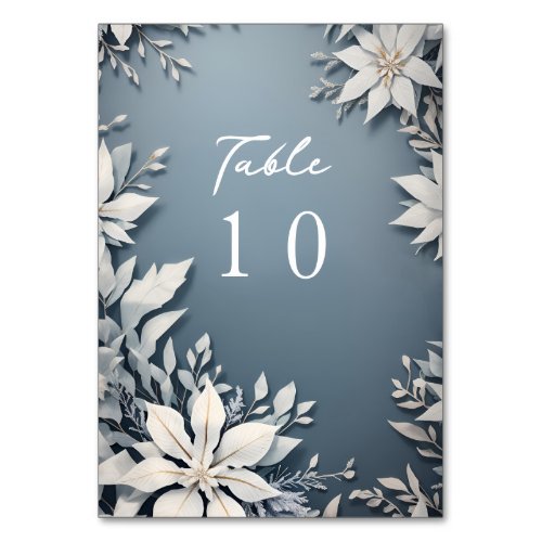 Frozen inspired floral winter wedding table number