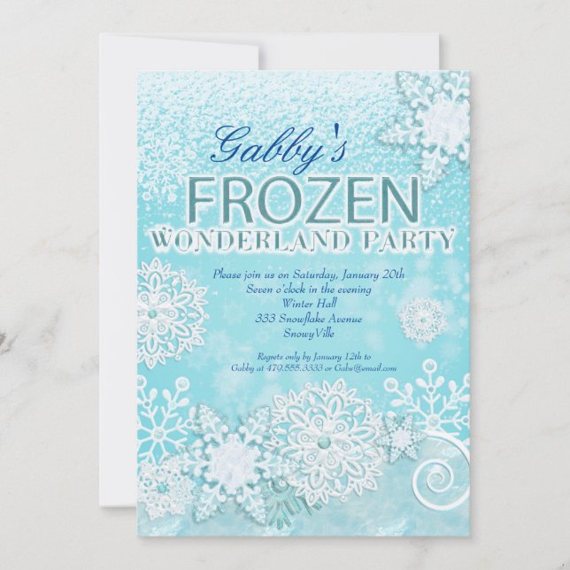 Frozen Invitation, Winter Invitation, Snowy Invite (Front)