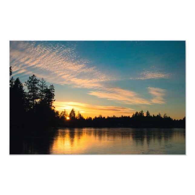 Frozen Lake at Sunset Photo Print (Front)