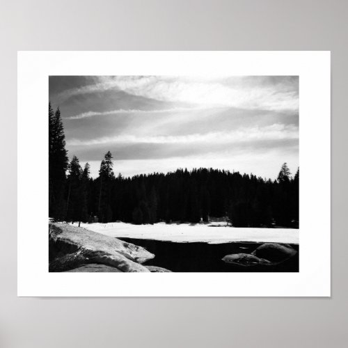 Frozen Lake Black and White Photography Poster