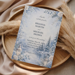 Frozen Lake Framed With Blossoms Invitation