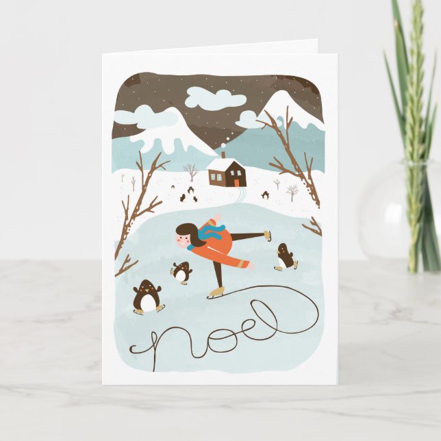 Frozen Lake Holiday Greeting Card (Front)