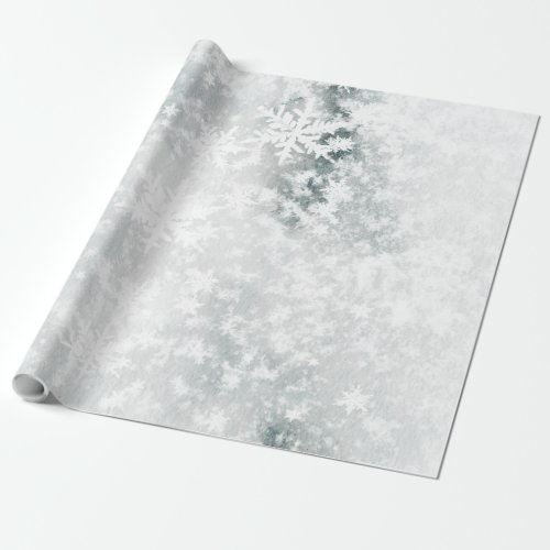 Frozen Lake Ice  Fresh Fallen Snowflakes Wrapping Paper
