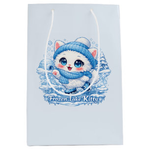 Frozen Lake Kitty – Cute Ice Skating Cat Medium Gift Bag
