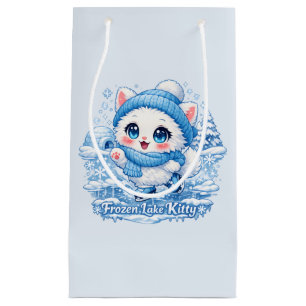 Frozen Lake Kitty – Cute Ice Skating Cat Small Gift Bag