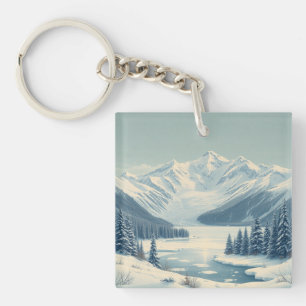 Frozen Lake McDonald Colorful Rocks Glacier Keychain