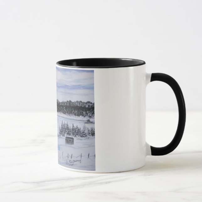 frozen lake NL Canada  cabin on the pond   Mug (Right)