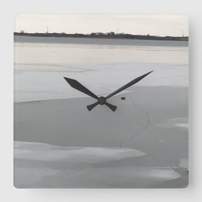 Frozen Lake Square Wall Clock (Front)