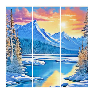 Frozen Lake Sunset Art