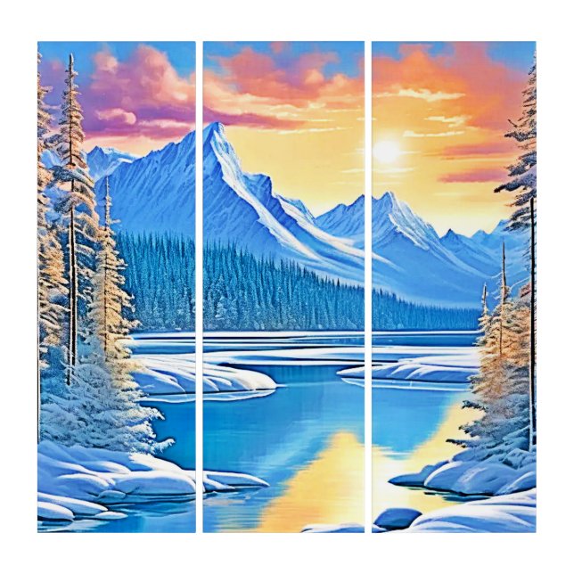 Frozen Lake Sunset Art (Front)
