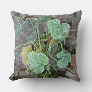 Frozen Leaves Pattern Throw Pillow