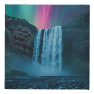 Frozen Light & Flow – Night Sky Waterfall Wall Art