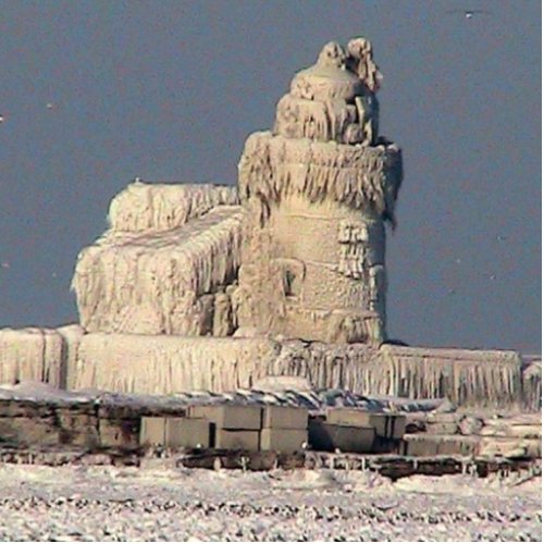 Frozen Lighthouse Cleveland Statuette