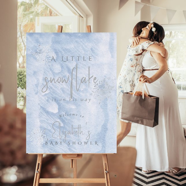 Frozen Little Snowflake Blue Baby Shower Welcome Foam Board (Creator Uploaded)