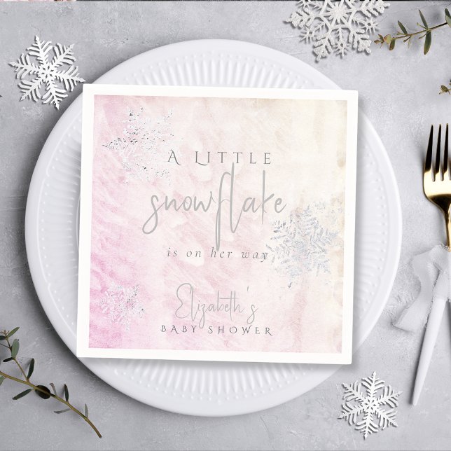 Frozen Little Snowflake Pink Baby Shower Napkins (Creator Uploaded)