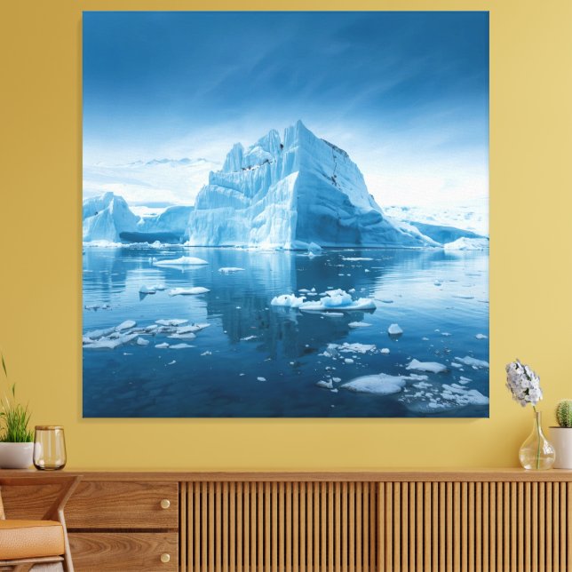 Frozen Majesty – Customizable Arctic Iceberg Scene Canvas Print (Insitu(LivingRoom))