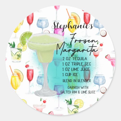 Frozen Margarita Recipe Personalized    Classic Round Sticker
