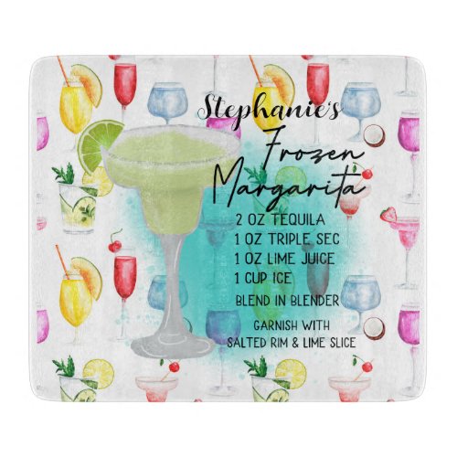 Frozen Margarita Recipe Personalized  Cutting Board