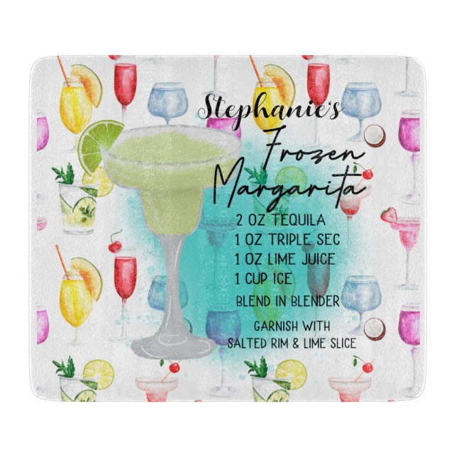 Frozen Margarita Recipe Personalized  Cutting Board (Front)
