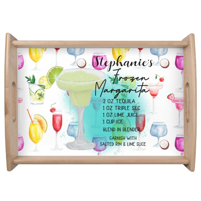 Frozen Margarita Recipe Personalized  Serving Tray (Front)