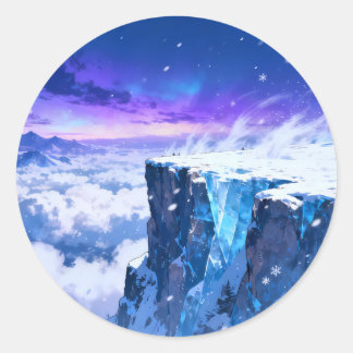 Frozen Mountain Sky Round Sticker