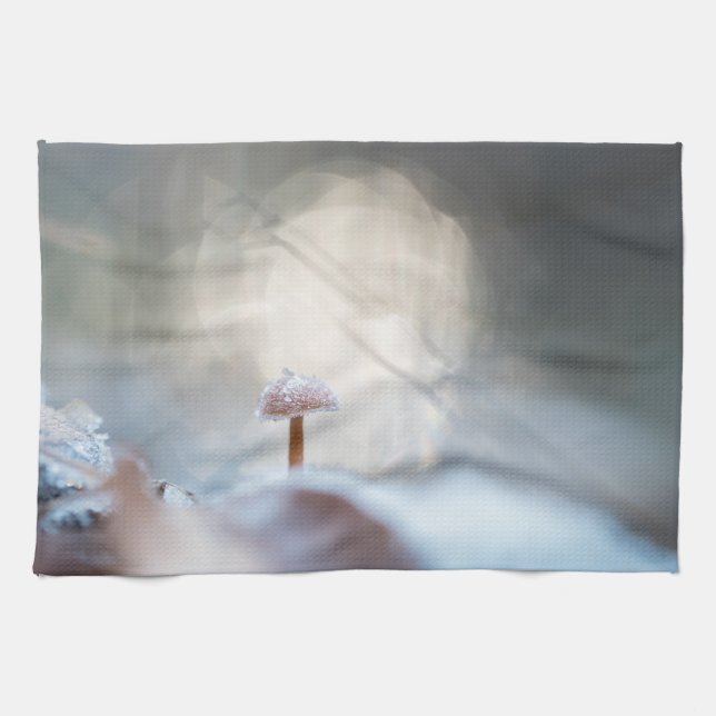 Frozen Mushroom Nature Photo Kitchen Towel (Horizontal)