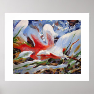 Frozen Oak Leaf Painting / Artist Larry Lerew Poster
