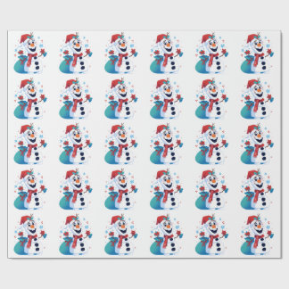 Frozen Olaf - Festive Cartoon Snowman with Red Hat Wrapping Paper