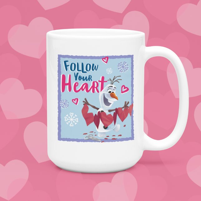 Frozen - Olaf | Follow Your Heart Valentine Coffee Mug (Mug on heart background)
