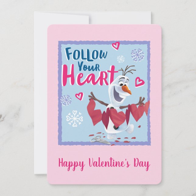 Frozen - Olaf | Follow Your Heart Valentine Holiday Card (Front)