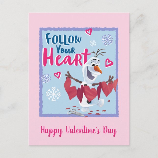 Frozen - Olaf | Follow Your Heart Valentine Holiday Postcard (Front)
