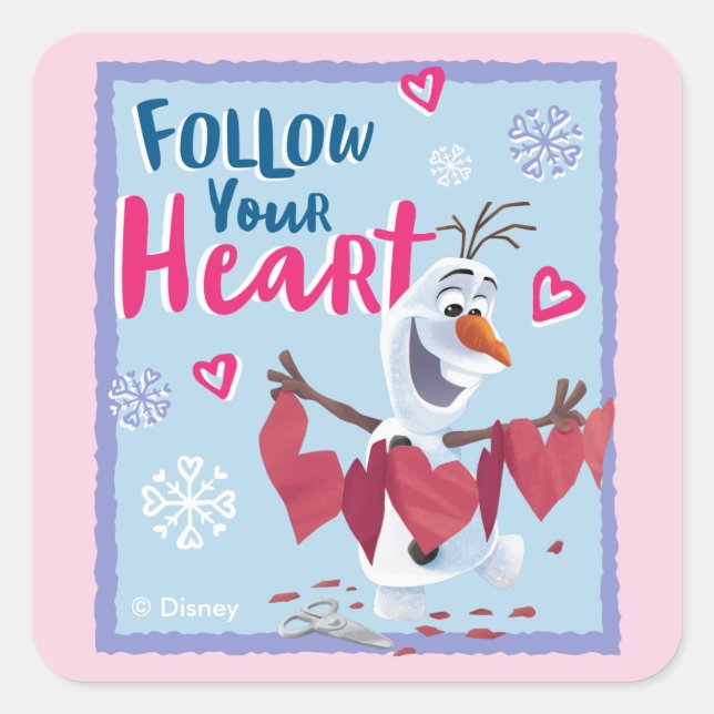 Frozen - Olaf | Follow Your Heart Valentine Square Sticker (Front)