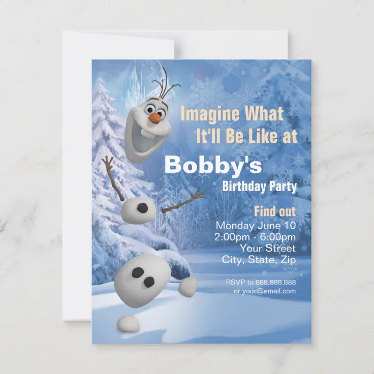Olaf Frozen Snowman Birthday Party Invitation 